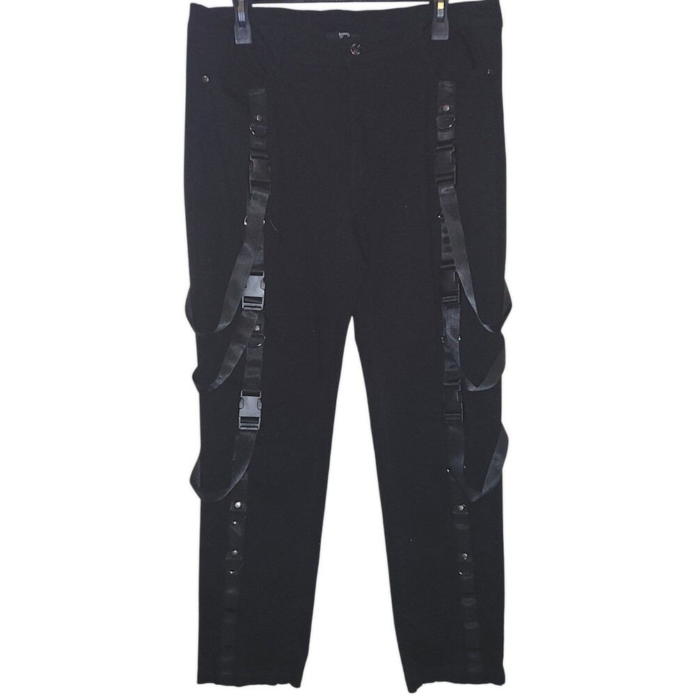 Banned Y2K Avant Garde GOTH Grunge Streetwear Buckles And Loops Pants womens M